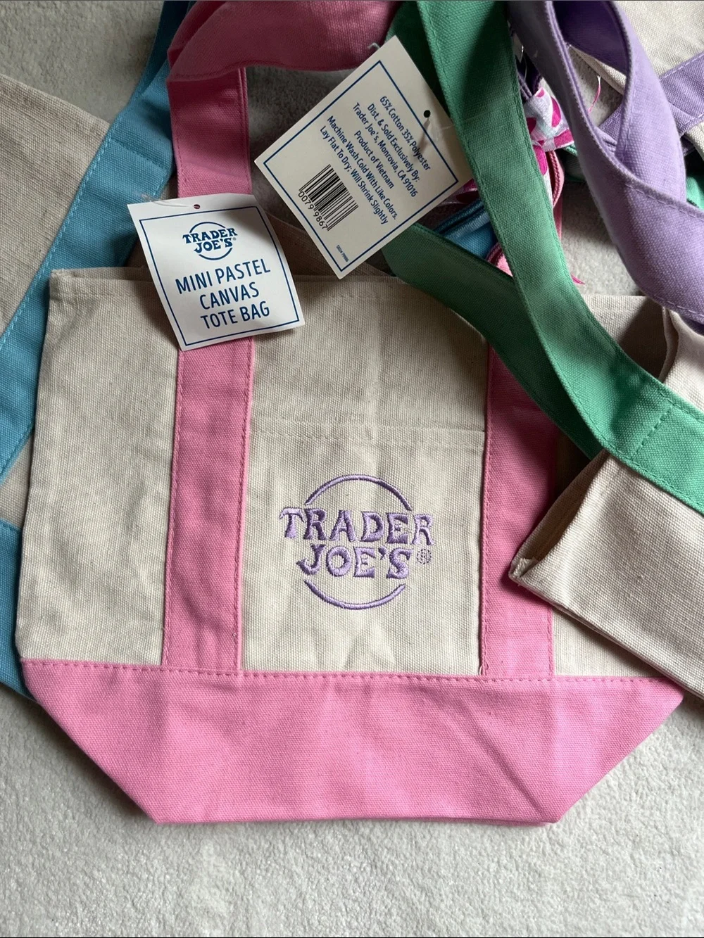 Trader Joe’s Mini Pastel Canvas Tote Set of 4, NWT